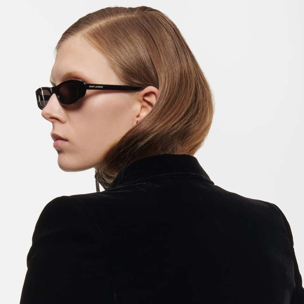 YSL SAINT LAURENT SL 557 BLACK CAT EYE OVAL SUNGLASSES - Picture 13 of 16